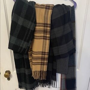 Plaid and Herringbone Scarves Set